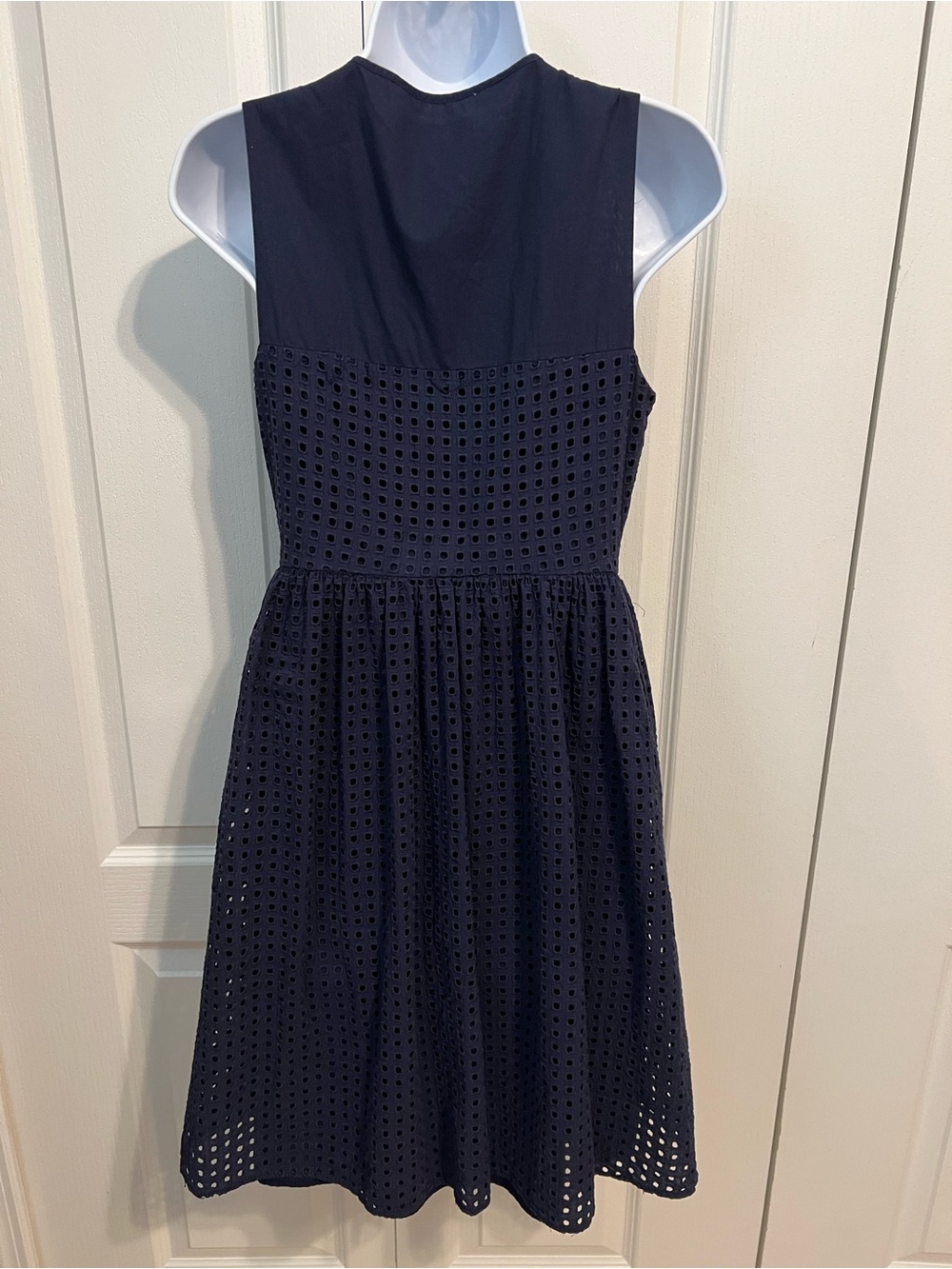 Maison Jules Navy Eyelet Sleeveless Fit-and-Flare Dress - Picture 4 of 6